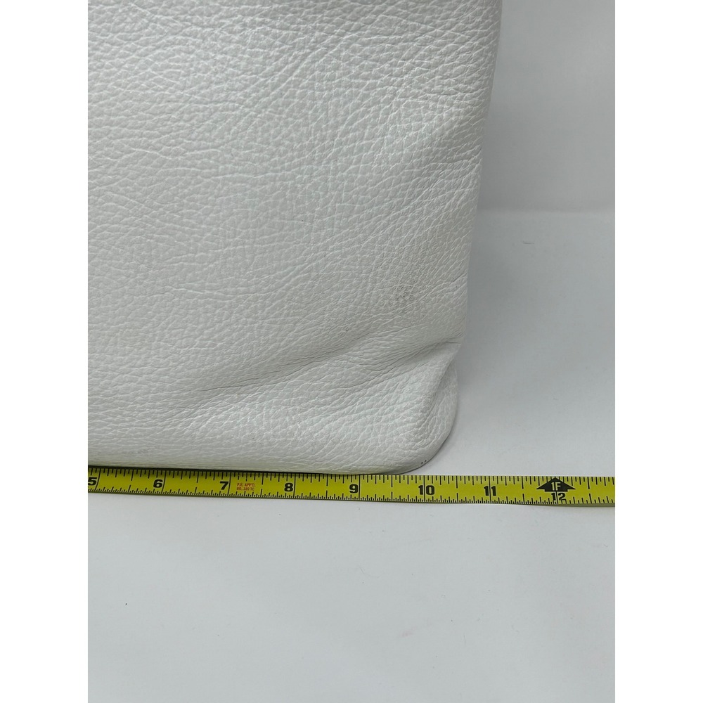 Genuine‎ Leather Made in Italy White Blue Slouchy Shoulder Bag Tote Pebbled - Picture 12 of 13